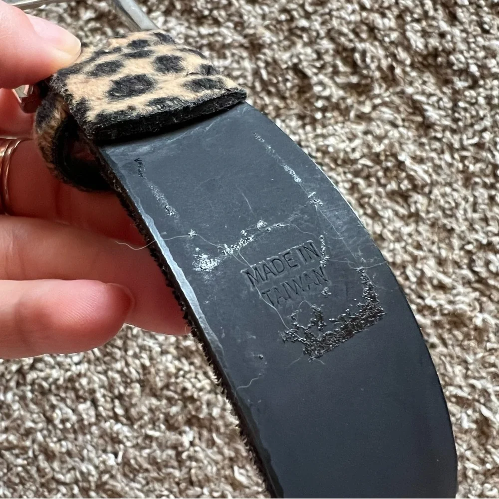 Leopard Print Belt with Red Rose Embroidery - Women Accessories